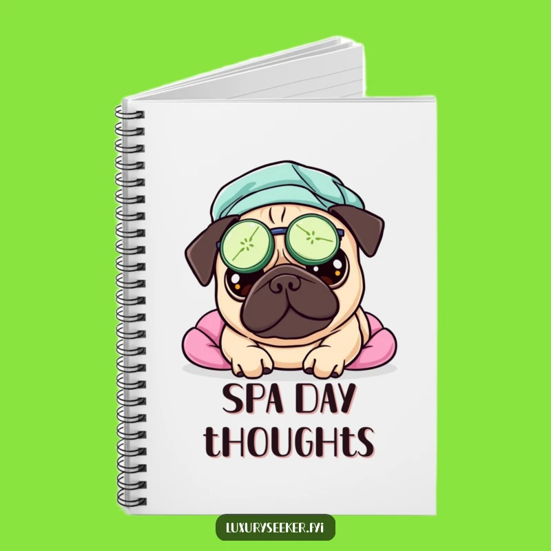 Funny Pampered Pug Notebook – Jot Down Ideas With Spa Bliss