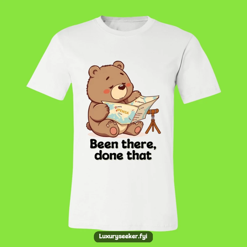 Funny Determined Bear Map T-Shirt: Luxury Travel Achiever's Tee Gift