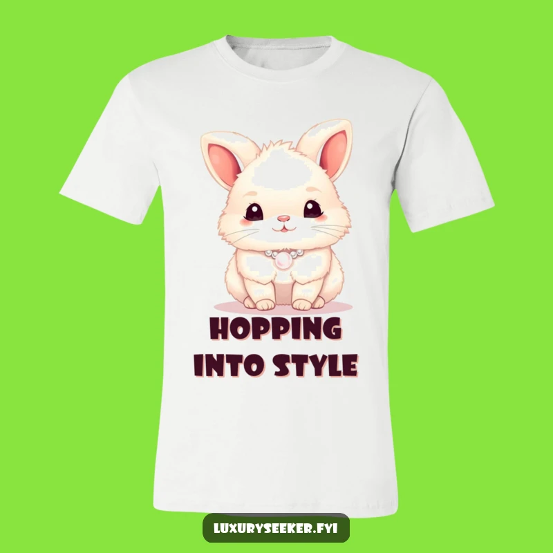 Funny Bunny Pearl Necklace T-Shirt - Chic Rabbit Fashion Statement Gift