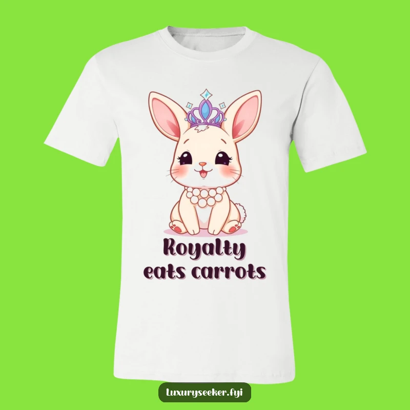 Funny Bunny Tiara T-Shirt: Pearl Glam Apparel, Hilarious Royal Gift!