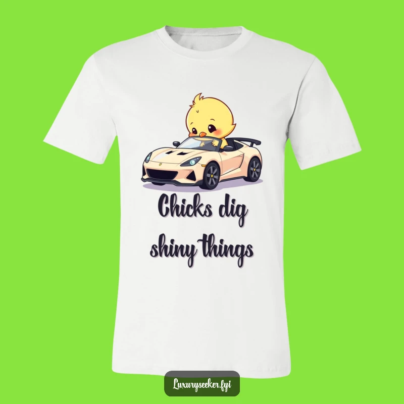 Funny Chick Polishing Sports Car T-Shirt: Adorable and Humorous Apparel