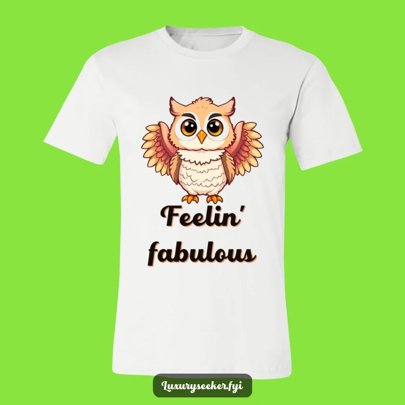 Funny Feathered Owl Tee: Elegant Boa Design, Chic Funny Gift for Bird Enthusiasts
