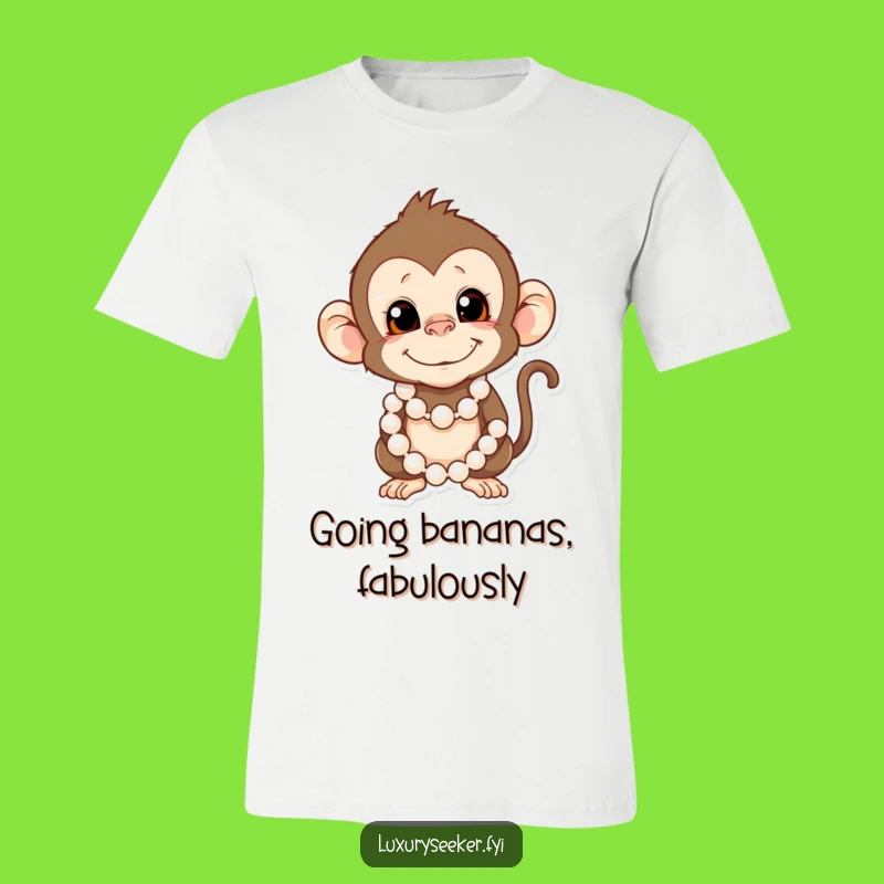 Funny Monkey T-Shirt: Pearl-Wearing Primate & Hilarious Style