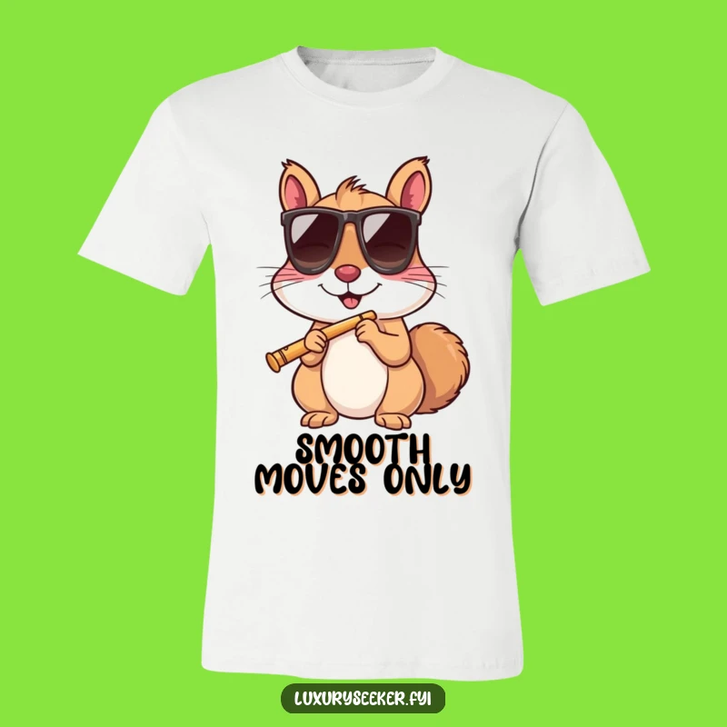 Funny Squirrel Sunglasses Flute Tee: Awesome Shirt for a Cool Personality