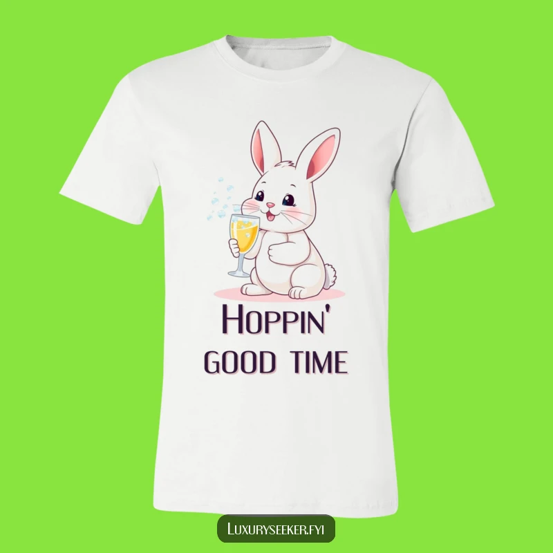 Funny Bunny Champagne Toast T-Shirt: Comical Rabbit Party Animal Tee
