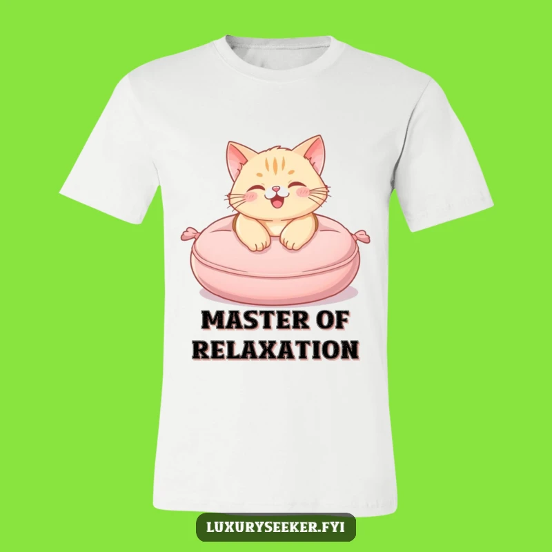 Funny Cat Cushion Tee - Lounging Cat & Cozy Vibes Funny Gift