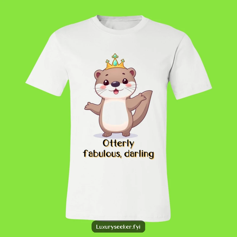 Funny Playful Otter Tiara T-Shirt - Royal Cute Animal Apparel Gift