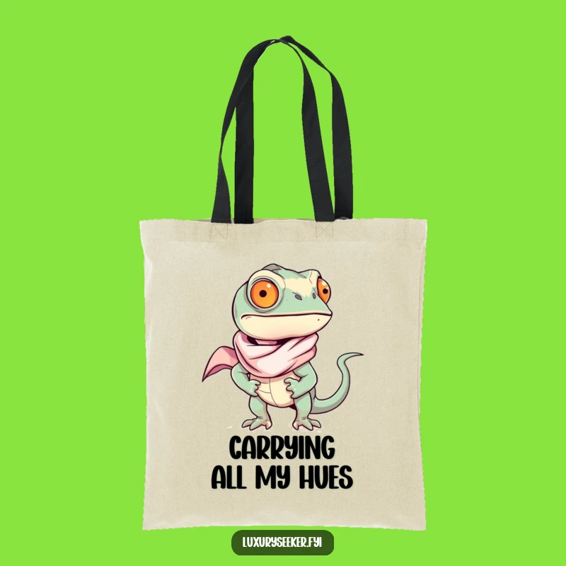 Funny Chameleon Silk Scarf Tote Bag: Chic and Sassy Carry-All Funny Gift