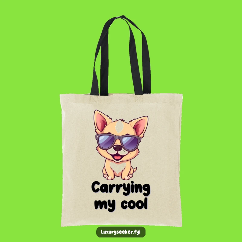 Funny Dog Tote Bag: Playful Pup in Designer Sunglasses, Chic and Humorous Carry-All Gift