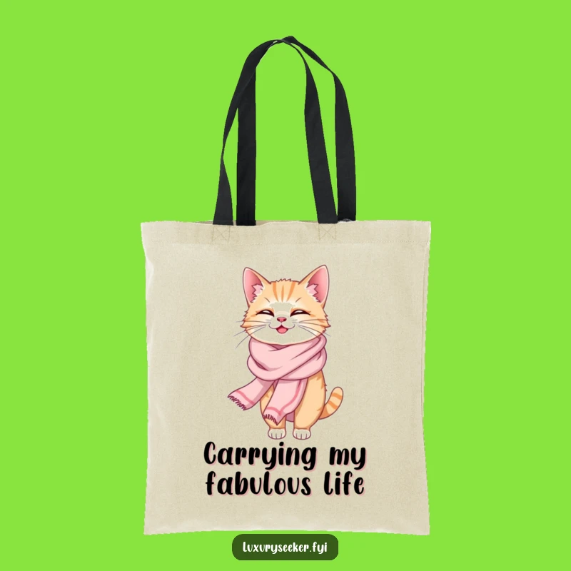 Funny Giggling Cat Silk Scarf Tote Bag: Stylish Carryall for Humorous Souls