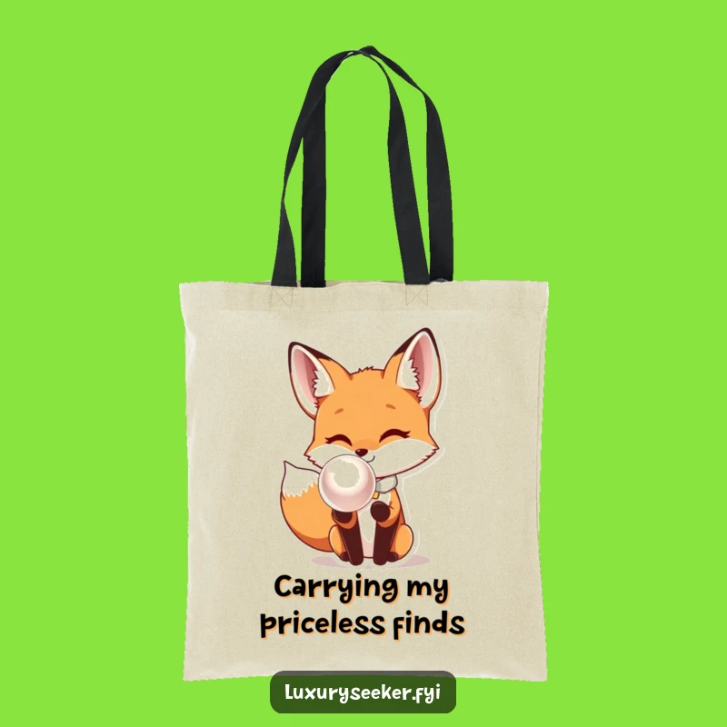 Funny Fox Bow Tie Pearl Tote Bag: Stylish, Humorous Carry-All for Essentials.
