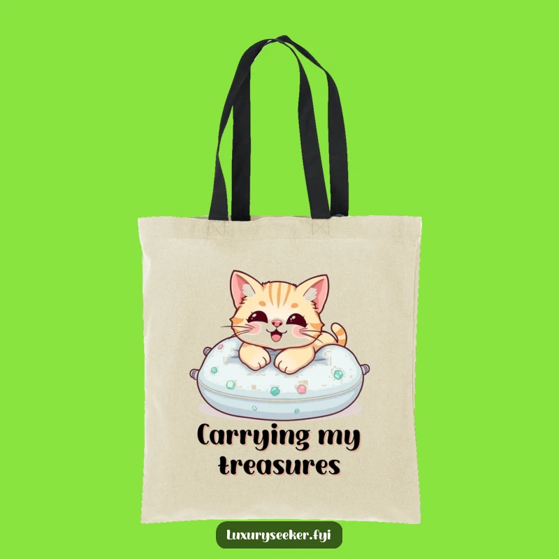 Funny Cat Gemstone Pillow Tote Bag, Carry Your Treasures, A Chic Funny Gift