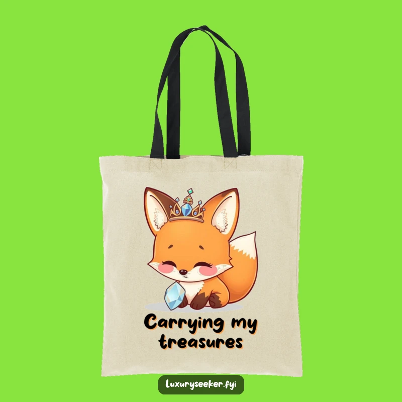 Funny Fox Tiara Tote Bag - Sparkly Jewel Design, Chic Funny Gift