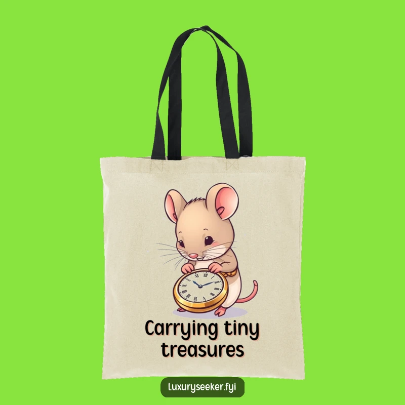 Funny Mouse Tote Bag: Pocket Watch Admirer Bag for Everyday Errands