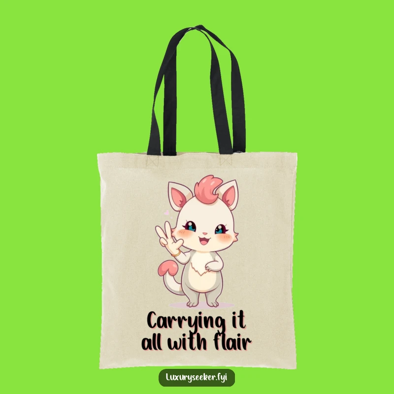 Funny Elegant Creature Tote Bag: Stylish Blush & Glove, Perfect Humorous Accessory