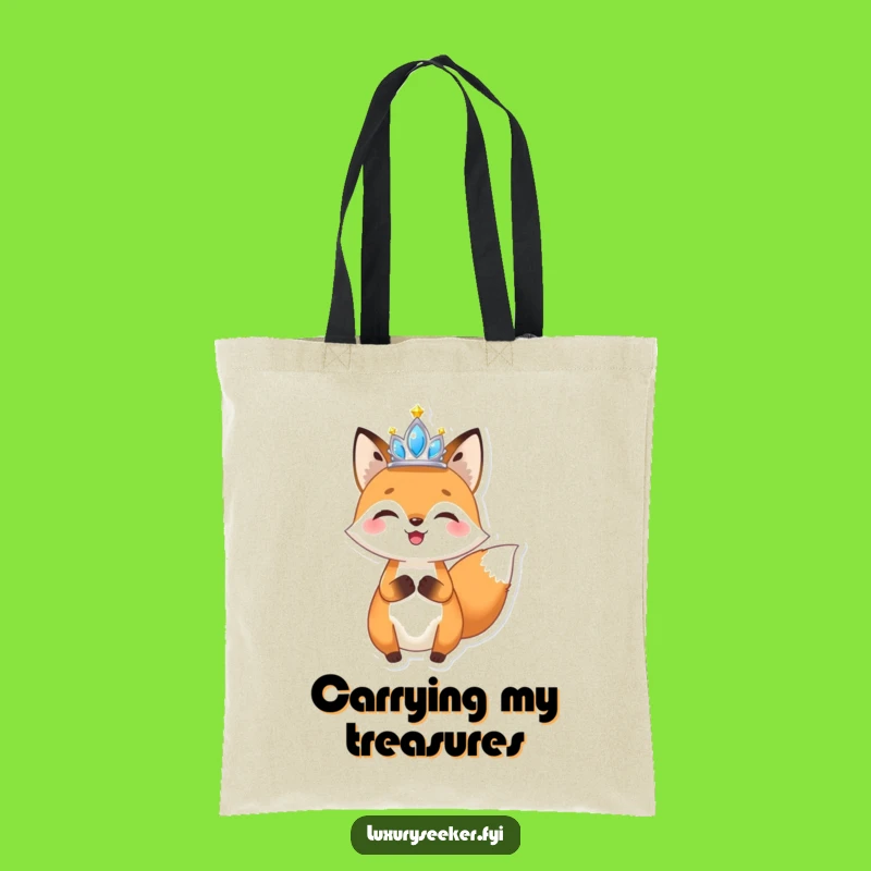 Funny Fox Tiara Tote Bag: Carry Your Sparkle with this Joyful & Hilarious Bag