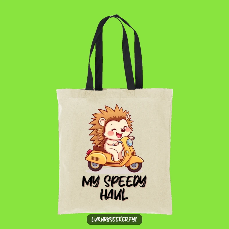 Funny Hedgehog Scooter Tote Bag: Joyful Rider's Carry-All, Great Funny Gift
