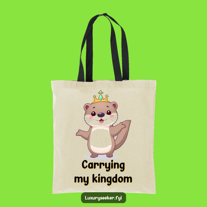 Funny Playful Otter Tiara Tote Bag - Royal Cute Accessory Gift