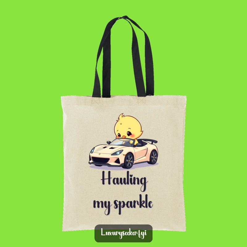 Funny Chick Polishing Sports Car Tote Bag: Carry Your Essentials with Charm