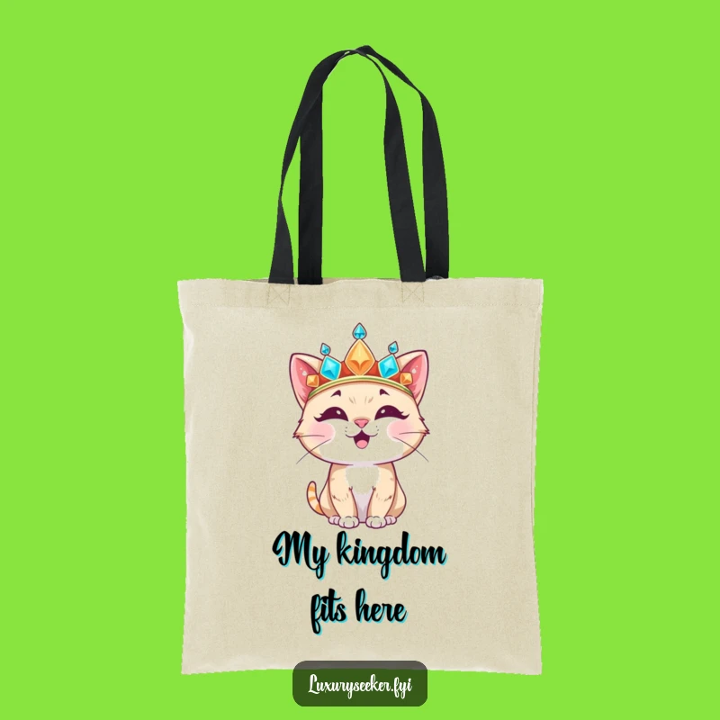 Funny Cat Crown Tote Bag: Carry Your Crown with Feline Flair!